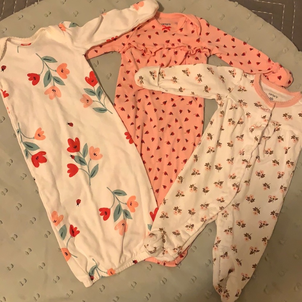 3 Carter's one pieces 2 have open foot.